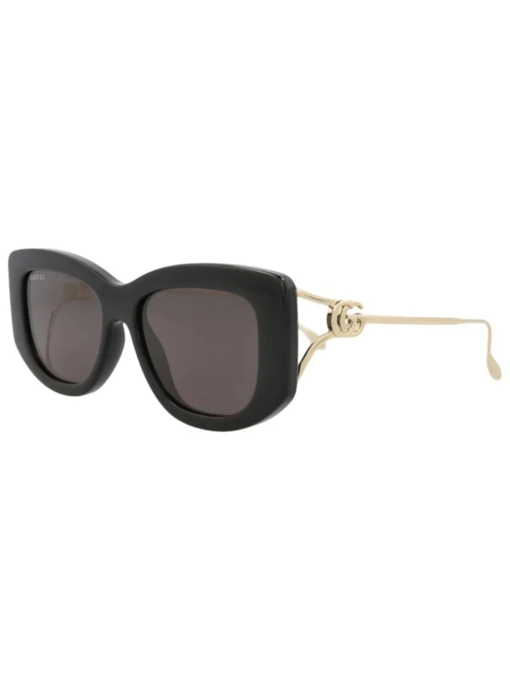 New Gucci Women's Sunglasses Square Rectangle Injection Frame Black Gold Grey